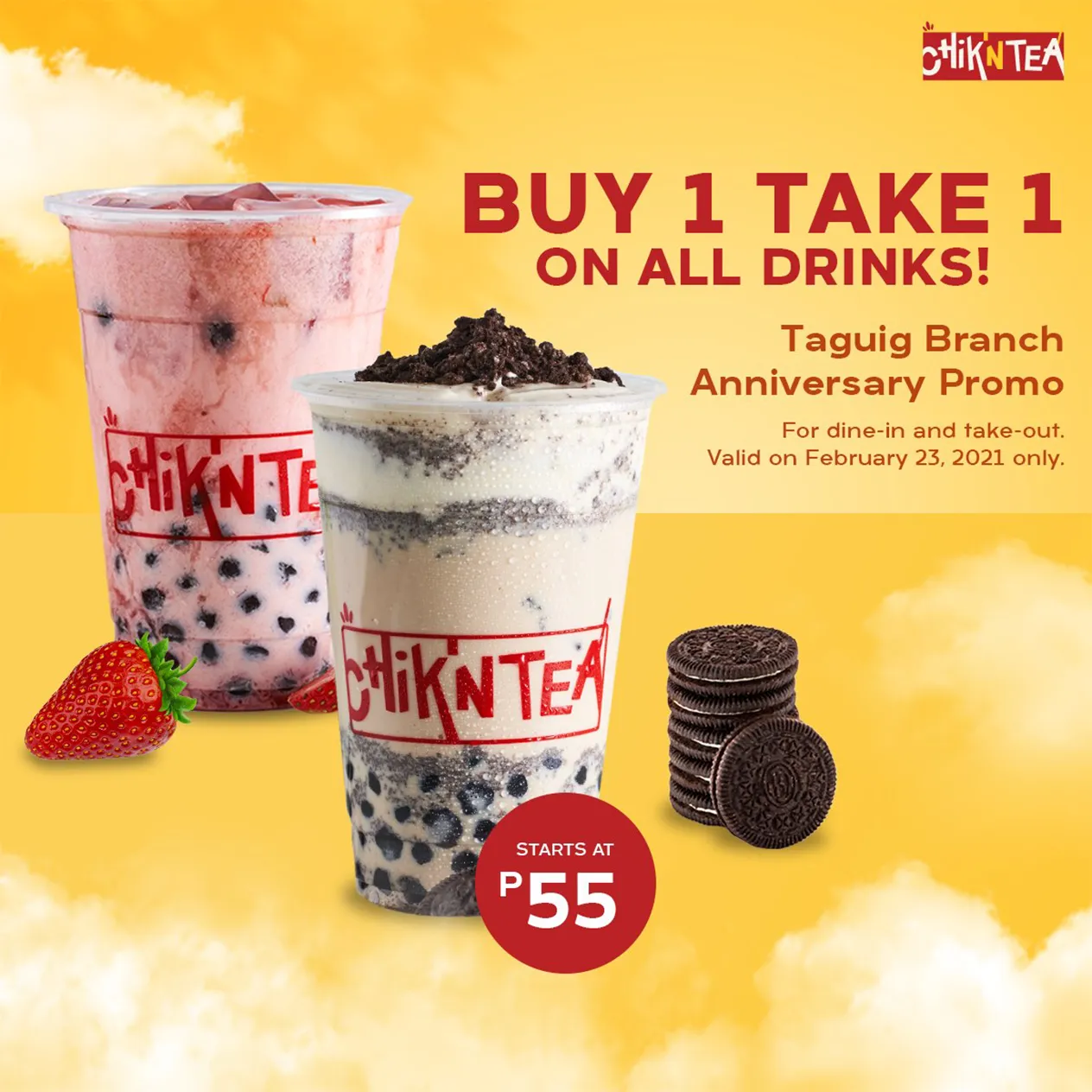Chik N Tea Buy 1 Take 1 On All Drinks Content
