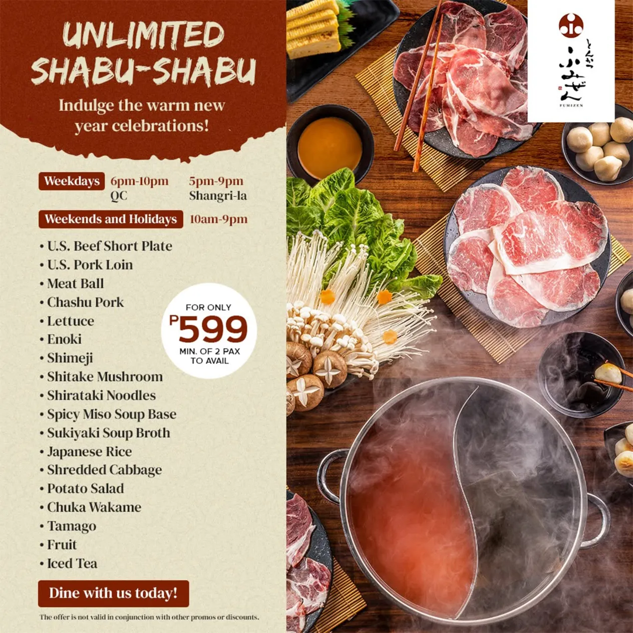 Fumizen Japanese Restaurant Unlimited Shabu Shabu Content