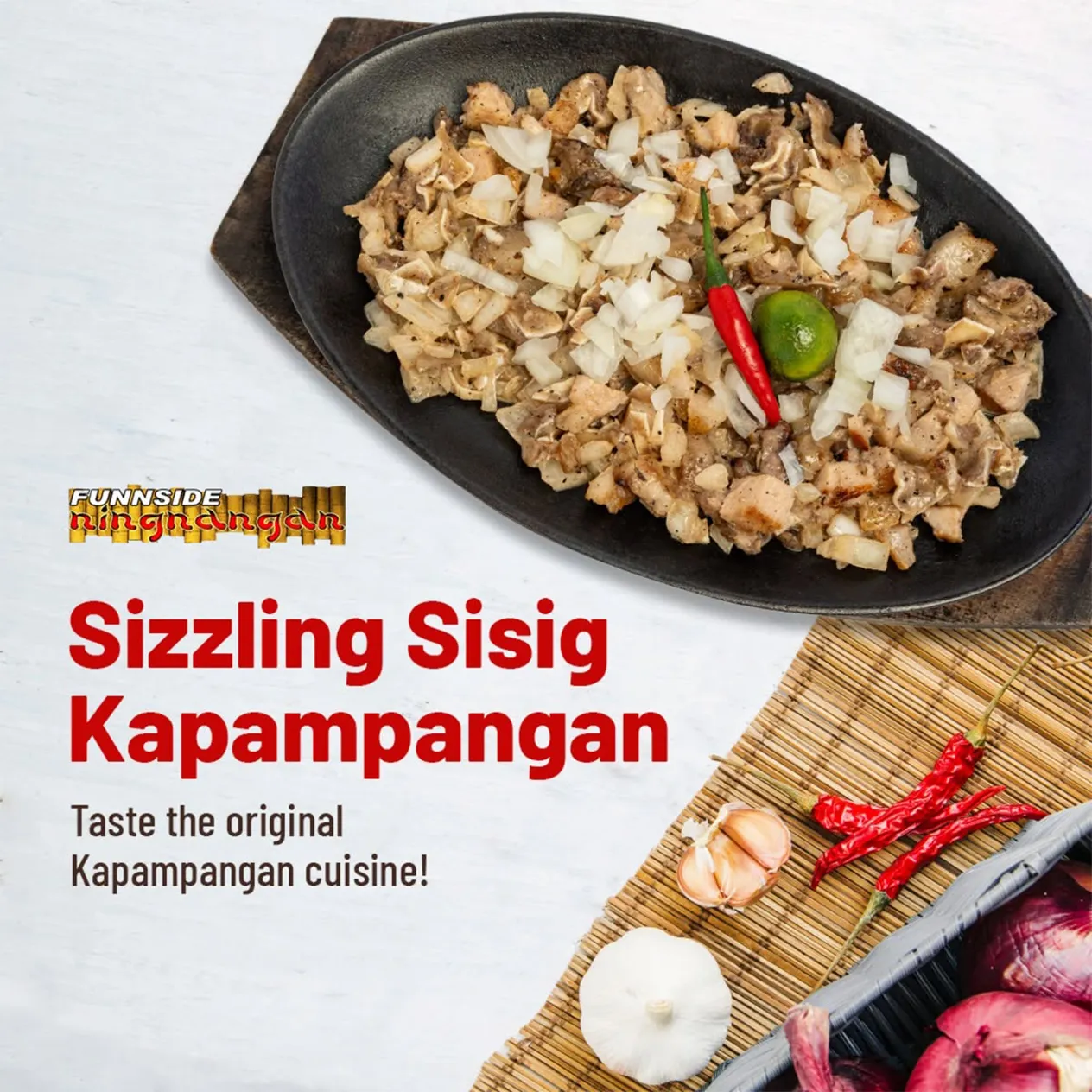 Funnside Ningnangan Sizzling Sisig Kapampangan Content
