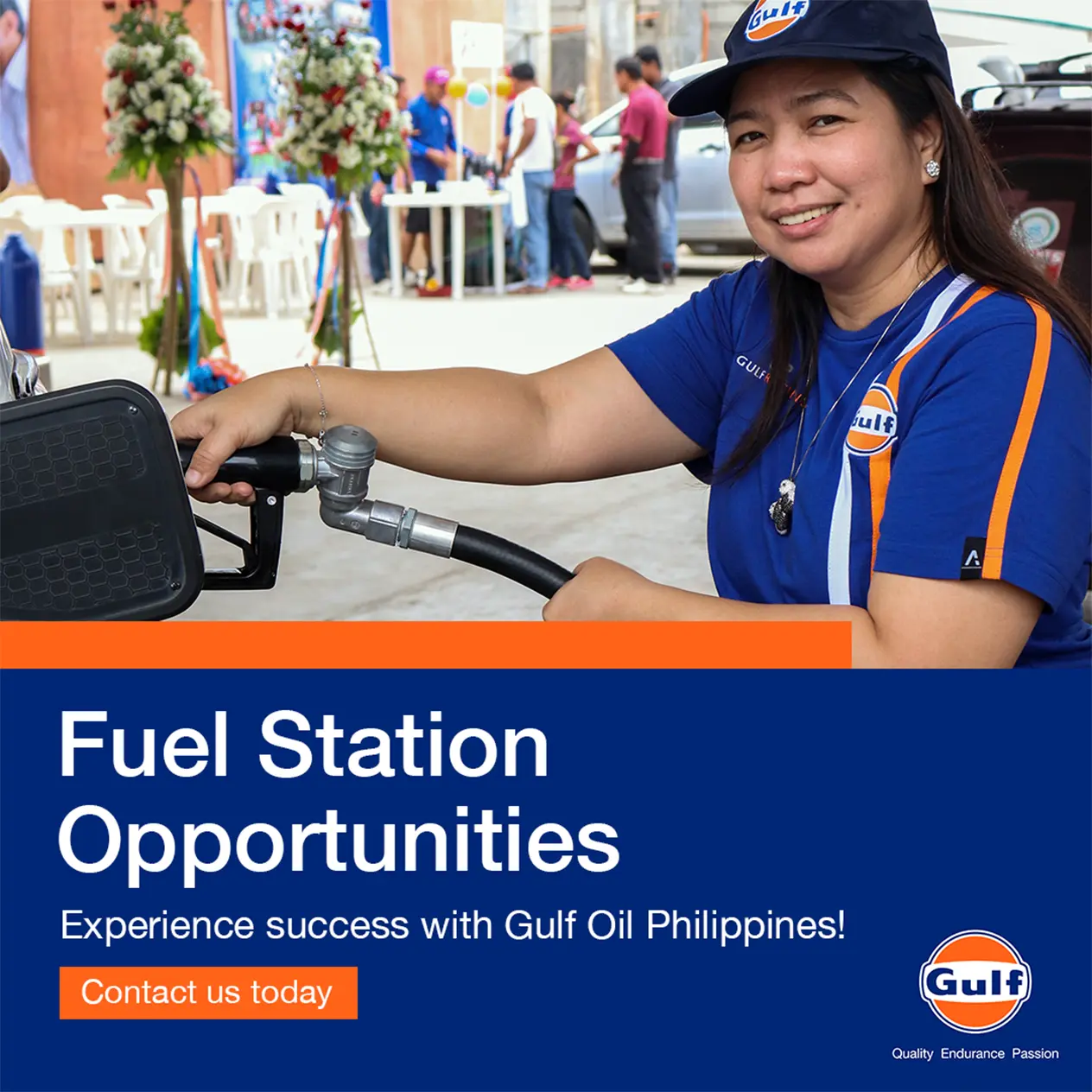 Gulf Oil Philippines Woman Pumping Fuel To Car