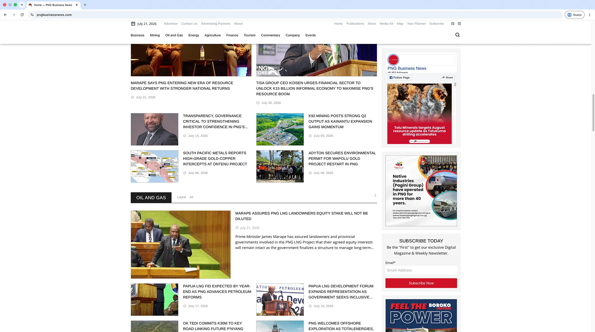 Png Business News Website Home
