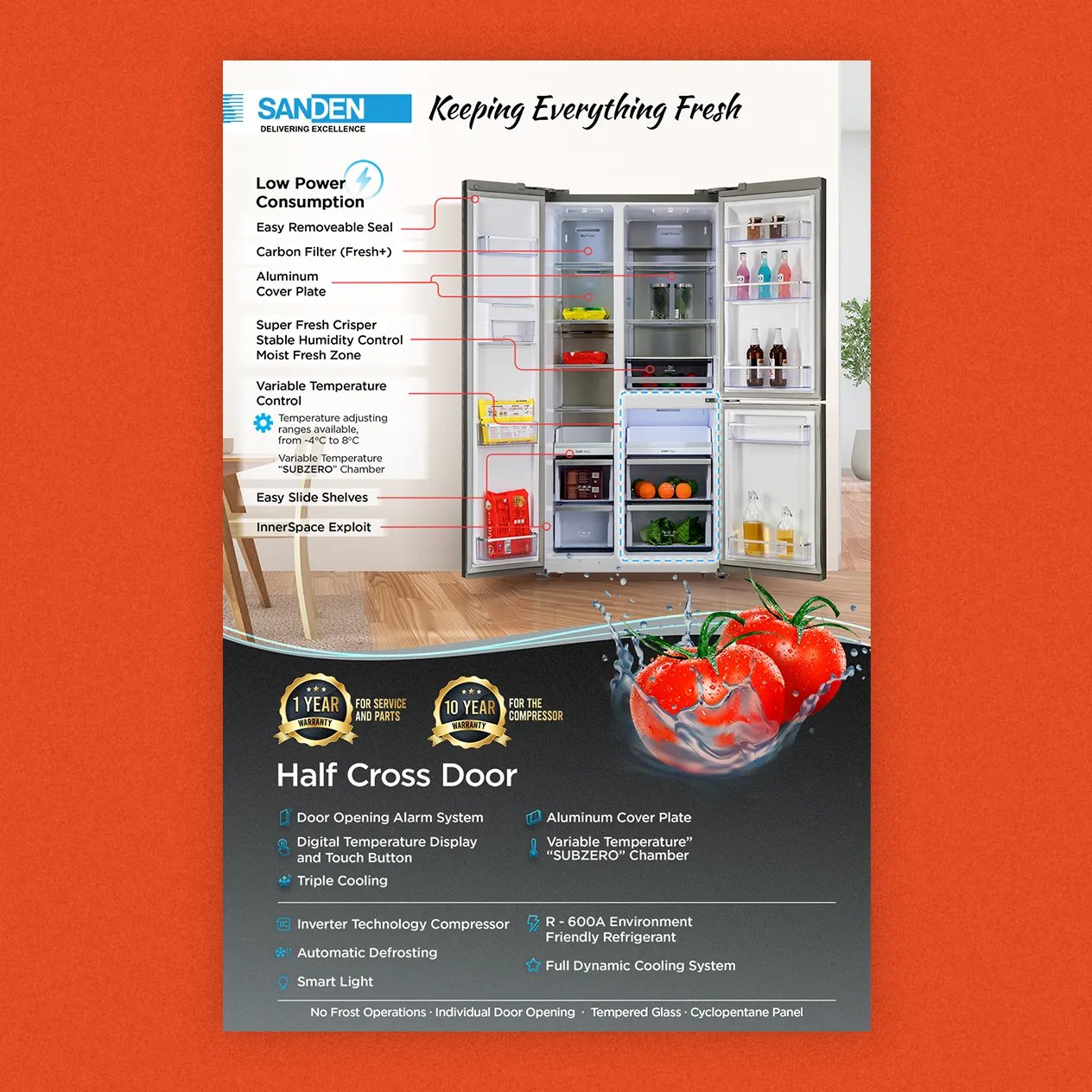 Sanden Refrigerator Hal Cross Door Sticker