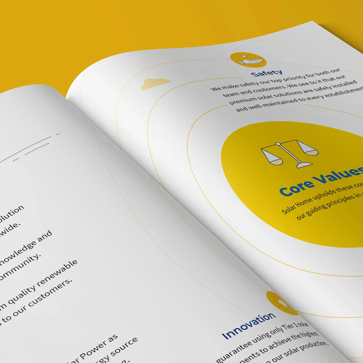 Solar Home Print Company Profile Core Values Page